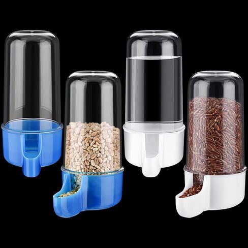 Weewooday 4 Pcs Bird Water Feeder Cage, Classic Style, Blue, White, 200 ml in Kuwait