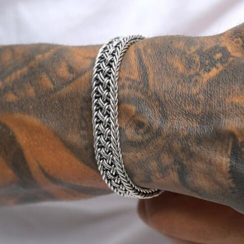kuzzoi 925 Sterling Silver Byzantine Bracelet for Men, length 6,69 inch - 8,27 inch, width 0,39 inch, 1.41 oz in Saudi Arabia