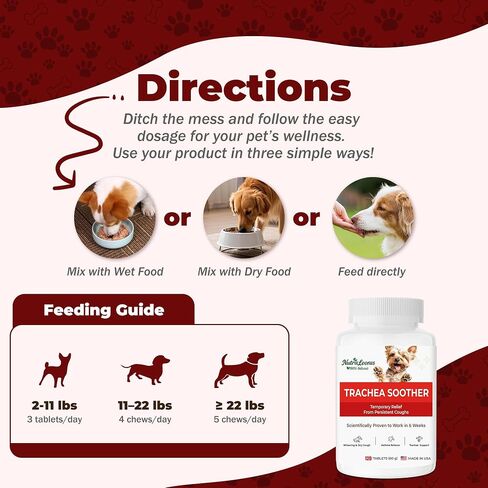 Dog Cough Relief Chewable,Kennel Cough,Dry,Wet,Wheezing,Honking & Phlegm Comfort,Supports Collapsed Trachea and Asthma,with Slippery Elm and Quercetin,Vet-Formulate,for All Breeds,120 Count in Kuwait