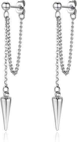 Fiklon Gold Chain Earrings for Women Irregular Bar Spike Drop Dangle Earrings Long Threader Earring Line Dangly Tassel Earrings Hypoallergenic Stainless Steel Black Spike Steampunk Gothic Punk Earrings Jewelry Gift for Teen Girls in Kuwait