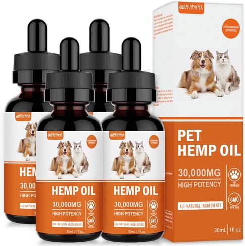 (2-Pack) Organic Hemp Oil for Dogs and Cats - Pet Hеmp Drops for Anxiety Relief, Stress,Pain, Calming, Sleep, Arthritis - Treats Chews - Support Hip and Joint Health - Rich in Omega 3-6-9 in Kuwait