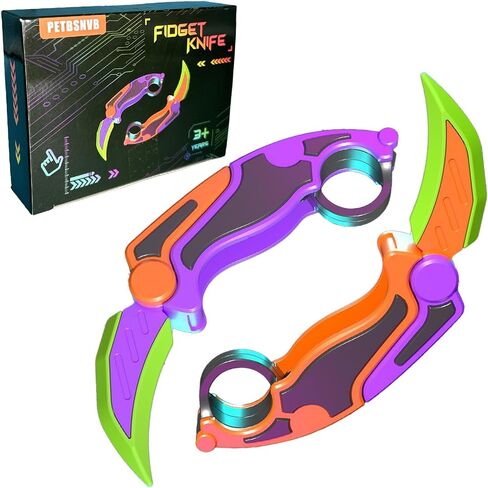 PETBSNVB 2pcs Fidget Claw Knife, 3D Gravity Knife Toy, 3D Gravity Plastic, Switchblade, Printed, Printing Knife, Carrot Knife,Sensory Knife Fidget Toys for Kids & Adults, Anxiety Stress Relief Toy in Saudi Arabia