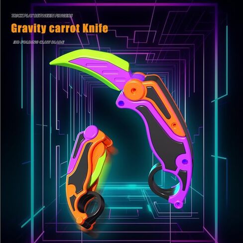 PETBSNVB 2pcs Fidget Claw Knife, 3D Gravity Knife Toy, 3D Gravity Plastic, Switchblade, Printed, Printing Knife, Carrot Knife,Sensory Knife Fidget Toys for Kids & Adults, Anxiety Stress Relief Toy in Saudi Arabia