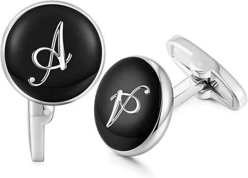 HONEY BEAR Initial Alphabet Letter Cufflinks Round for Mens Wedding Gift in Saudi Arabia