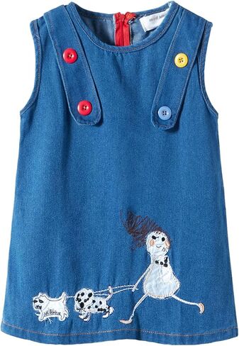 Mud Kingdom Little Girl Denim Sundress Cute Embroidered Patterns Jumper Sleeveless Casual Dress in Kuwait