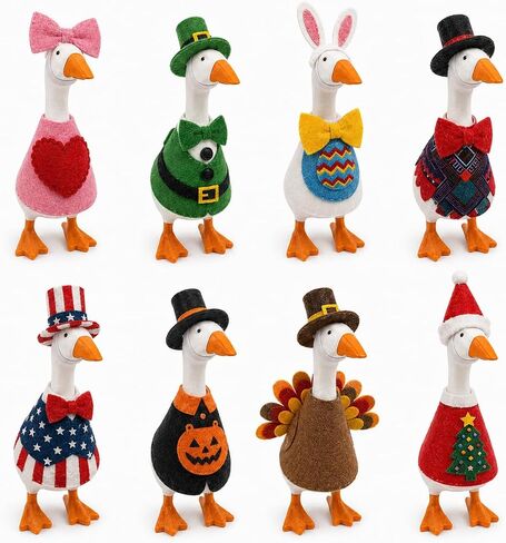8 Pack 7 Inchs Desk Goose Outfits, Felt Holiday Costume for Goose Statue in Kuwait