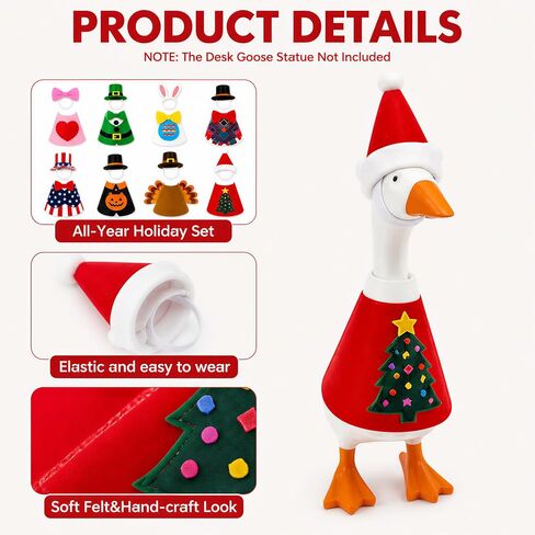 8 Pack 7 Inchs Desk Goose Outfits, Felt Holiday Costume for Goose Statue in Kuwait