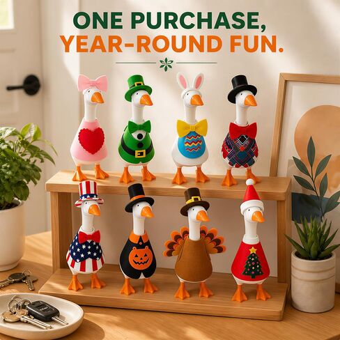 8 Pack 7 Inchs Desk Goose Outfits, Felt Holiday Costume for Goose Statue in Kuwait