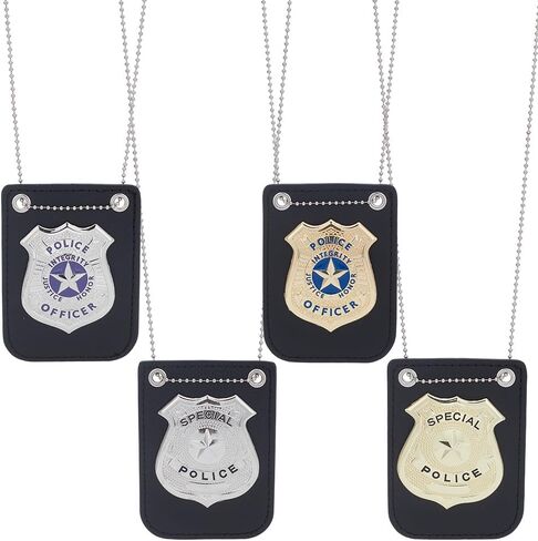 ORIGACH 4 Pcs Police Role Play Accessories, Metal Badges with Chains in Kuwait