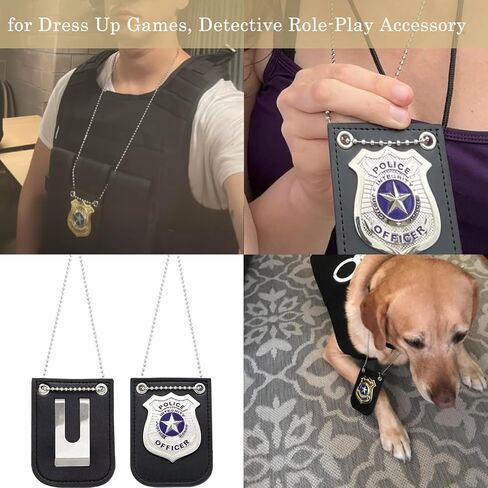 ORIGACH 4 Pcs Police Role Play Accessories, Metal Badges with Chains in Kuwait