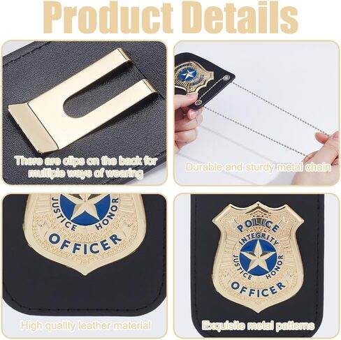 ORIGACH 4 Pcs Police Role Play Accessories, Metal Badges with Chains in Kuwait