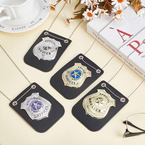 ORIGACH 4 Pcs Police Role Play Accessories, Metal Badges with Chains in Kuwait