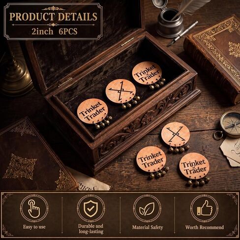Sosation 6 Pcs Halloween Renaissance Theme Wooden Pin Trinket Trader Badges in Kuwait