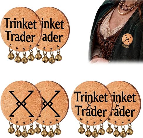 Sosation 6 Pcs Halloween Renaissance Theme Wooden Pin Trinket Trader Badges in Kuwait