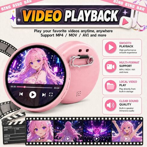Digital Badge Pin, 1.85" Round Screen 360x360, Bluetooth Upload for Photos GIFs 5s Videos & Audio, Touchscreen Wearable Display with 7-Color Cheer Light, Rechargeable for Backpack Jacket Ita Bag Cosplay, iOS Android in Kuwait