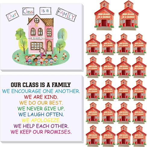 Kigeli 24 Sets Back to School Gifts for Students from Teachers Include Our Class Is a Family Enamel Pins Greeting Cards with Bags Cute Lapel Pins for First Day of School Classroom Exchange Gifts in Kuwait