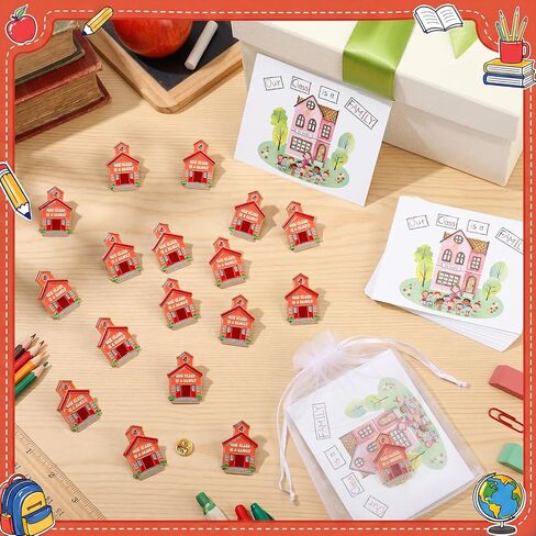 Kigeli 24 Sets Back to School Gifts for Students from Teachers Include Our Class Is a Family Enamel Pins Greeting Cards with Bags Cute Lapel Pins for First Day of School Classroom Exchange Gifts in Kuwait