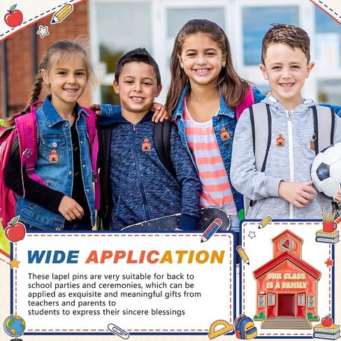Kigeli 24 Sets Back to School Gifts for Students from Teachers Include Our Class Is a Family Enamel Pins Greeting Cards with Bags Cute Lapel Pins for First Day of School Classroom Exchange Gifts in Kuwait