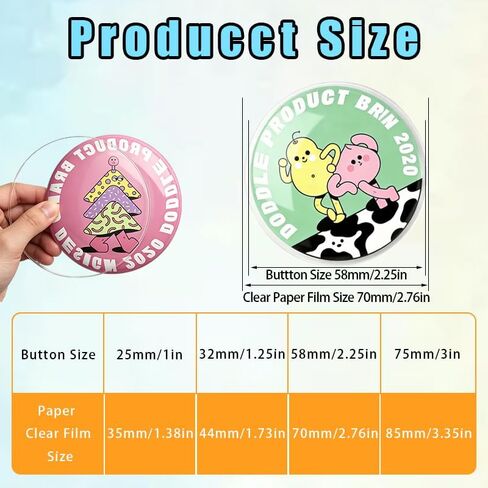 200 Pcs Clear Badge Film, 2.25 Inch PET Circle Mylars, Button Pin Maker Supplies Transparent Protective Cover for Badge Maker Machine, DIY Arts Crafts Badge Buttons Parts in Kuwait