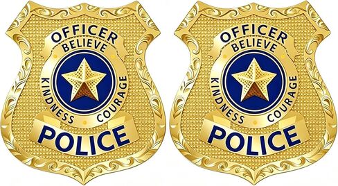 Police Badge, Golden Metal Cop Officer Shield Featuring Kindness Courage Believe Inscription, Cosplay Costume Accessory for Halloween Party Decoration in Kuwait