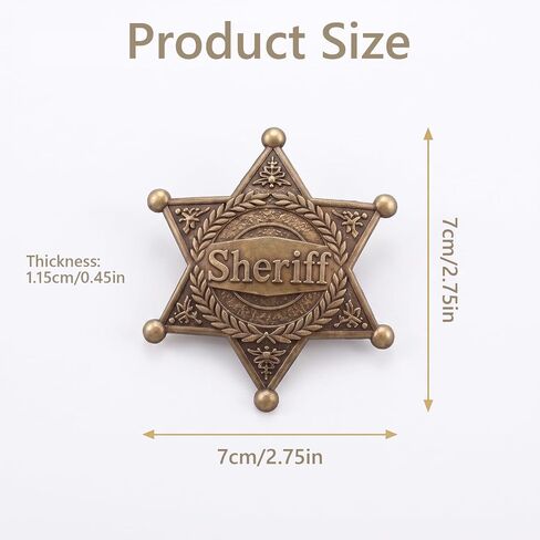 Yuanchu 2 Pcs Sheriff Badge, Metal Western Sheriff Star Pin Brooch in Kuwait