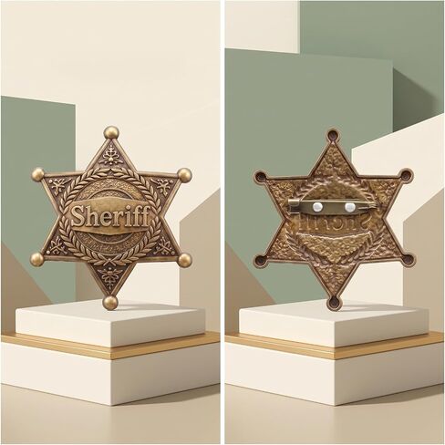 Yuanchu 2 Pcs Sheriff Badge, Metal Western Sheriff Star Pin Brooch in Kuwait