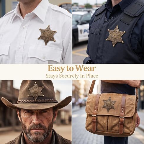 Yuanchu 2 Pcs Sheriff Badge, Metal Western Sheriff Star Pin Brooch in Kuwait