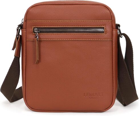 Lemuvlt Crossbody bag for men shoulder bag mens purse satchel leather messenger bag gift man M（Brown） in Saudi Arabia