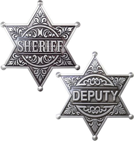 Sheriff Deputy Badge 2 Pack Metal Police Vest Badge for Women Men, Old Western Cowboy Cop Star Pin Gifts Cowboy Party Decoration in Kuwait