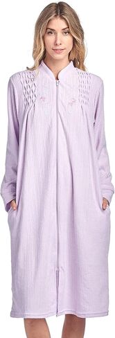 Casual Nights Women's Zipper Front Jacquard Terry Fleece Robe Duster in Saudi Arabia