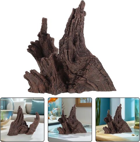 Healifty Resin Aquarium Artificial Driftwood Decor Realistic Tree Trunk and Cave Shape, Multi-Purpose Sinkable Driftwood for Reptile Terrarium and Fish Tank Aquascaping, Easy Maintenance in Kuwait