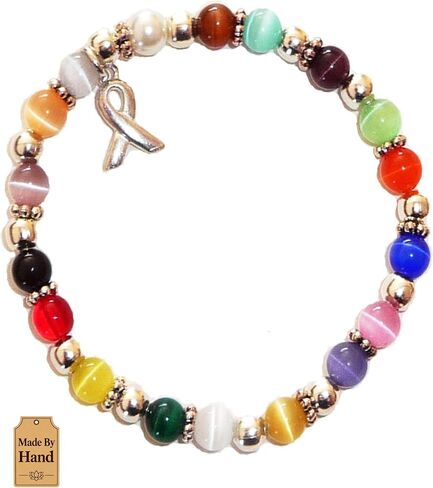 Hidden Hollow Beads Cancer Awareness Beaded Stretch Bracelet, Will Fit Most Wrists, Show support or Wear in Memory, Comes Packaged. in Kuwait