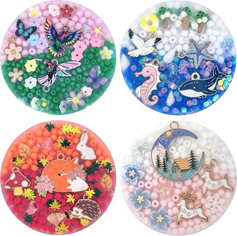 LOOMI Sensory Pick Pad 4-Pack Seasonal Nature Fidget Toy Set for Adults - Skin Picking Sensory Pads with Animal Charms, Beads & Glitter for Stress Relief & Sensory Focus in Saudi Arabia