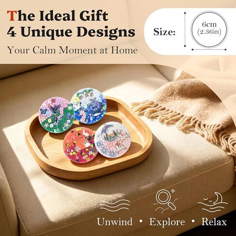 LOOMI Sensory Pick Pad 4-Pack Seasonal Nature Fidget Toy Set for Adults - Skin Picking Sensory Pads with Animal Charms, Beads & Glitter for Stress Relief & Sensory Focus in Saudi Arabia