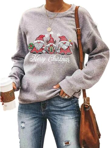 RETSUGO Womens Merry Christmas Sweatshirt Funny Christmas Tree Truck Graphic Pullover Casual Blouse Tops in Kuwait