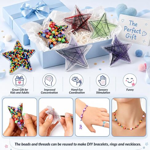 10 Pcs Picky Pads, 6 String Picky Pads with Tweezers & 4 DIY Bead Bracelet Sensory Pick Pads with Storage Box, Adult Sensory Stress Relief Toys for Trichotillomania, Dermatillomania, ADHD & Anxiety in Kuwait