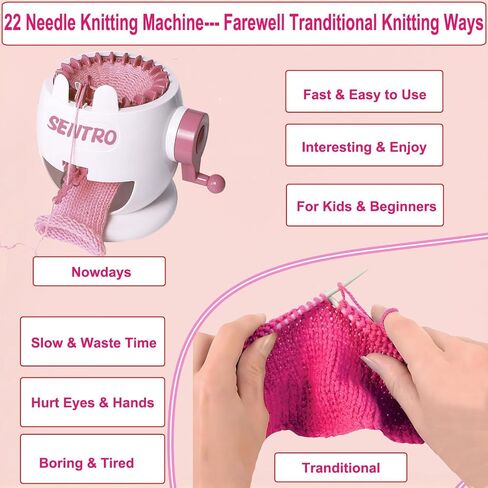 PKHOUHYI Sentro 22 Knitting Machine, Sentro 22 Needles Knitting Machine Automatic Circular Weaving Spinning Knitting Loom Machine Kit for Adults and Beginners for Kintting Toys/Scarf/Hats/Sweater in Kuwait