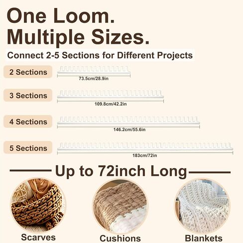 Chunky Blanket Loom Kit, 72in Adjustable 5-Section Loom for Blankets(Ivory) in Kuwait