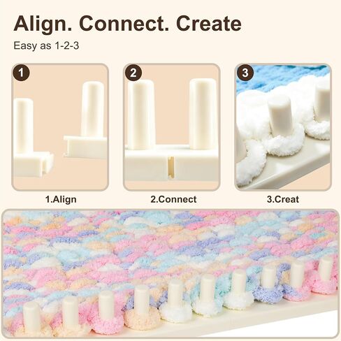 Chunky Blanket Loom Kit, 72in Adjustable 5-Section Loom for Blankets(Ivory) in Kuwait