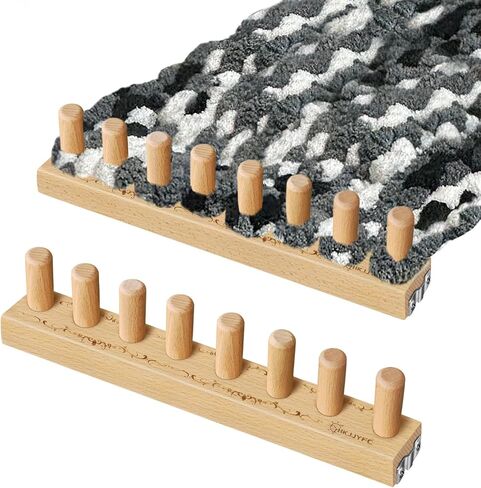 HKJJYFC 31.5" Adjustable Beech Wood Chunky Yarn Loom - Modular Blanket Making Kit for Adults, No Experience Needed, for Thick Bulky Yarn Blankets & Scarves in Kuwait