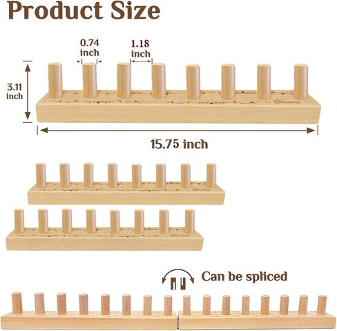 HKJJYFC 31.5" Adjustable Beech Wood Chunky Yarn Loom - Modular Blanket Making Kit for Adults, No Experience Needed, for Thick Bulky Yarn Blankets & Scarves in Kuwait