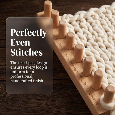 HKJJYFC 31.5" Adjustable Beech Wood Chunky Yarn Loom - Modular Blanket Making Kit for Adults, No Experience Needed, for Thick Bulky Yarn Blankets & Scarves in Kuwait