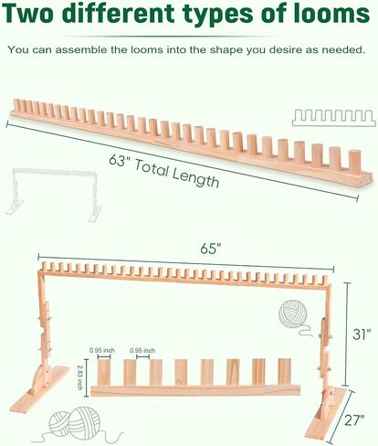 MLLNFUE 63 Inch Vertical Chunky Blanket Loom, Adjustable Wooden Loom in Saudi Arabia