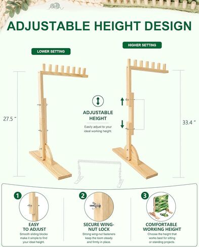 MLLNFUE 63 Inch Vertical Chunky Blanket Loom, Adjustable Wooden Loom in Saudi Arabia