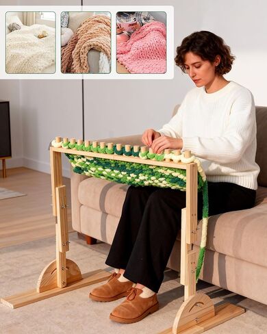 MLLNFUE 63 Inch Vertical Chunky Blanket Loom, Adjustable Wooden Loom in Saudi Arabia