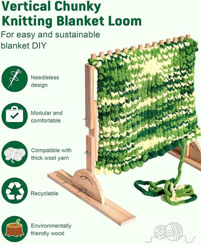 MLLNFUE 63 Inch Vertical Chunky Blanket Loom, Adjustable Wooden Loom in Saudi Arabia