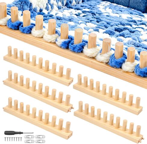 77" Chunky Blanket Loom, Adjustable Long Wood Knitting Loom for Hand Chunky Knit Blanket, Chunky Yarn Loom, Blanket Making kit for Beginners DIY Craft Enthusiasts, No Needles Required in Kuwait