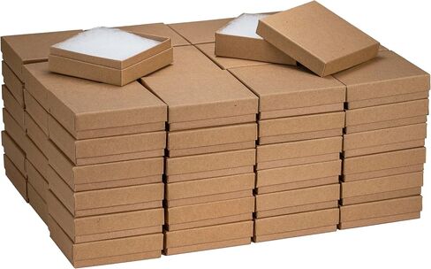 JPB Recycled Kraft Cotton Filled Jewelry Box #33 (Case of 100) 3.5 inches x 3.5 inches in Kuwait