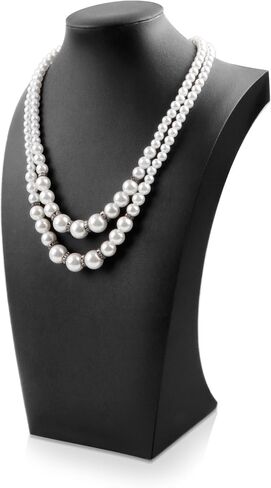 Homeanda Necklace Display Bust - PU Leather Jewelry Bust Stand for Photography, Boutique Display, and Home Organisation(Black-13.4"x8.2") in Kuwait