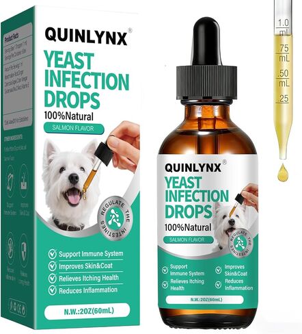 Dog Yeast Infection Treatment Drops – Treats Canine Ear & Paw Yeast Infections, Relieves Irritation, Inflammation & Allergies, Multivitamin Probiotic Supplement for Dogs in Kuwait